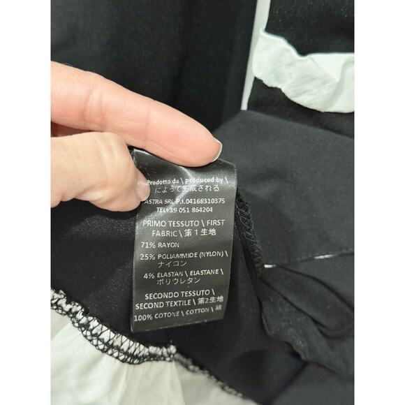 Tadaski Trimmed Jersey Long Sleeve High Neck Long Jacket Black/White Women's S - Picture 5 of 5